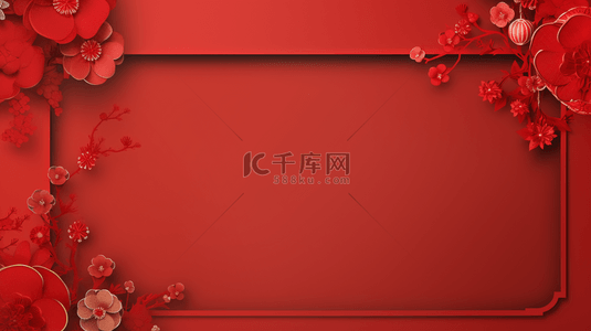 中国风古典剪纸背景图片_红色中国风古典装饰边框背景7