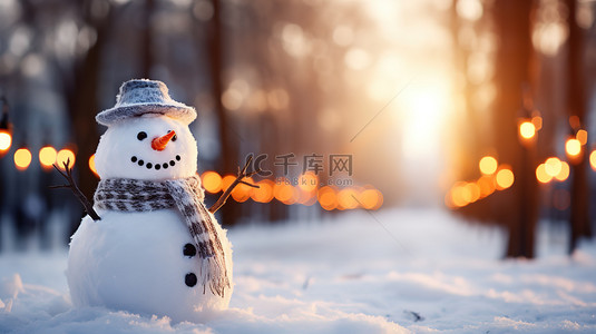 冬天背景图片_冬季公园里的雪人微笑16