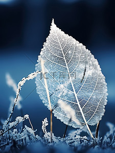 被白霜覆盖的精致白色树叶17