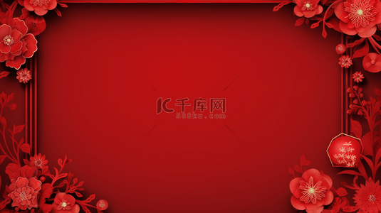 剪纸风纹理背景图片_红色中国风古典装饰边框背景11