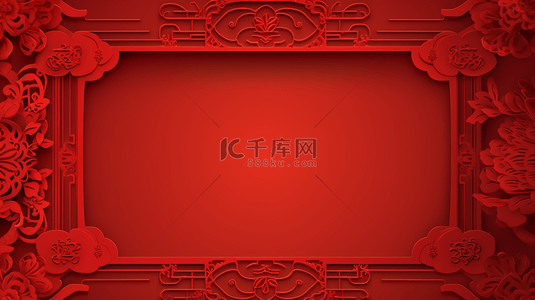 春节新年剪纸边框背景图片_红色中国风古典装饰边框背景1