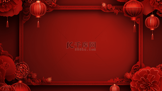 春节新年剪纸边框背景图片_红色中国风古典装饰边框背景12
