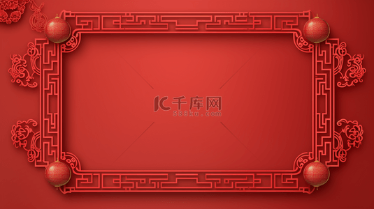 剪纸花朵边框背景图片_红色中国风古典装饰边框背景2