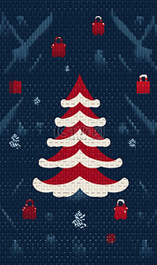 圣诞节蓝白红针织扁平纹理背景