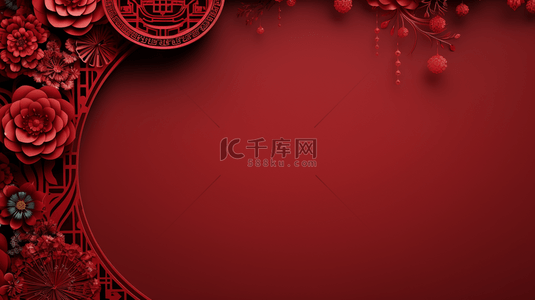剪纸春节背景图片_红色中国风古典装饰边框背景8