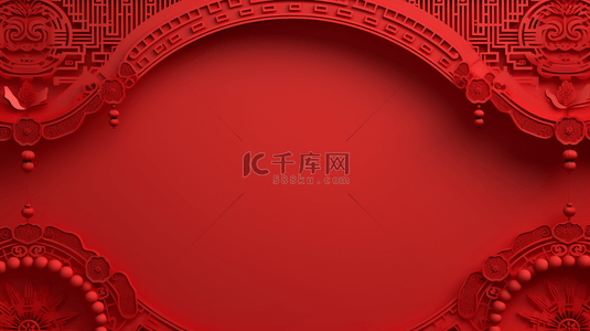 红色中国风古典装饰边框背景21