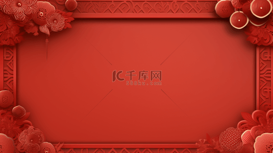 中花朵背景图片_红色中国风古典装饰边框背景6