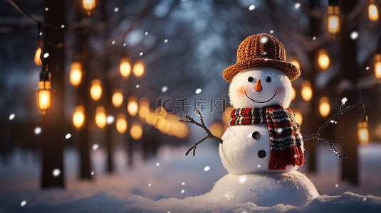 微笑背景图片_冬季公园里的雪人微笑15