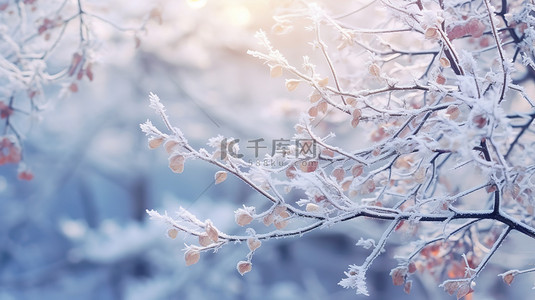 冬季白雪恺恺的森林景色背景6