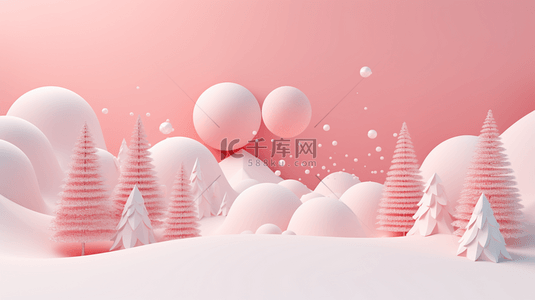 c4d圣诞背景图片_粉色3D圣诞节电商展台3D展台