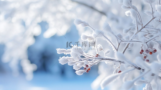 冬季白雪恺恺的森林景色背景18