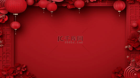 红色中国风剪纸背景图片_红色中国风古典装饰边框背景18