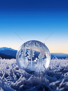 冬天雪地圆形霜冻气泡19