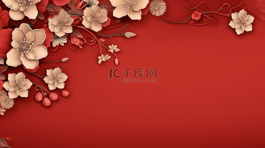 红色中国春节富贵花朵吉祥背景20