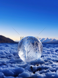 冬天雪地圆形霜冻气泡14