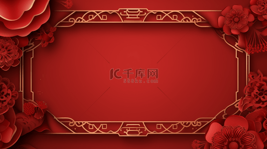 红色中国风古典装饰边框背景9