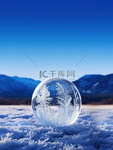 霜冻背景图片_冬天雪地圆形霜冻气泡4