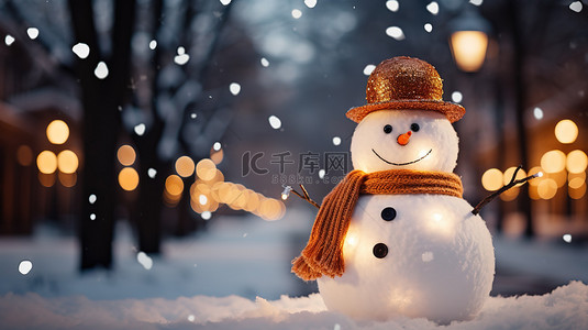 冬天背景图片_冬季公园里的雪人微笑8