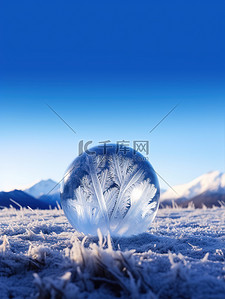 冬天雪地圆形霜冻气泡1