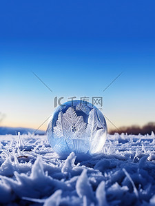 霜冻背景图片_冬天雪地圆形霜冻气泡9