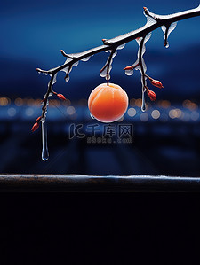挂在树上的一个柿子霜降2