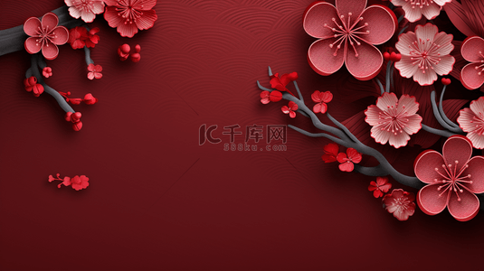 红色中国春节富贵花朵吉祥背景11