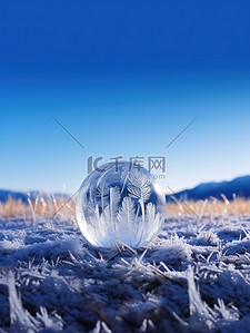 霜冻背景图片_冬天雪地圆形霜冻气泡8