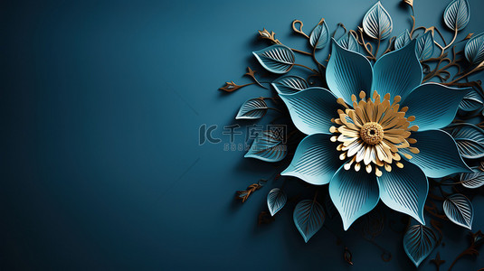 立体花朵蓝色背景5