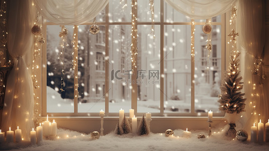 9圣诞背景图片_圣诞节装饰美丽窗户9
