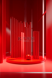 双十一立体红色背景展台