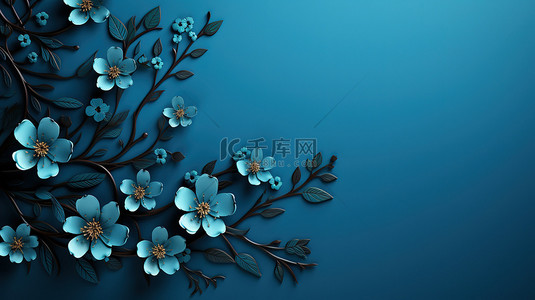立体花朵蓝色背景3