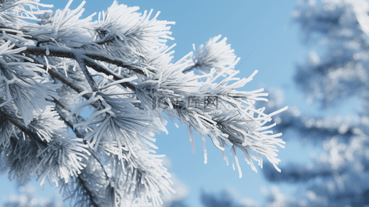 冬季下雪背景图片_冬季下雪的松树植物背景19