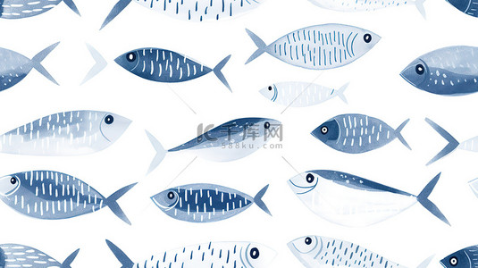 还的鱼群背景图片_蓝色和白色的鱼图案7