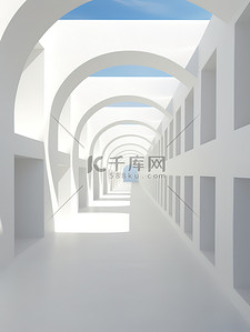 光影建筑背景图片_白色的房间光影对比电商背景8