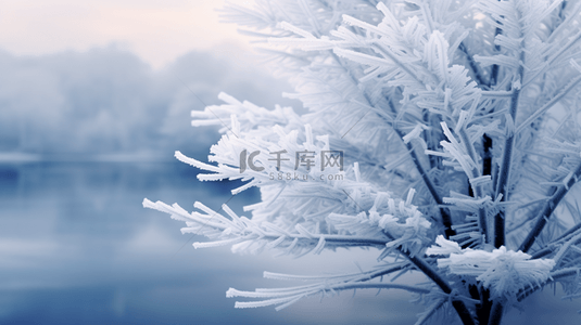 冬季植物背景图片_冬季雾凇植物质感背景19