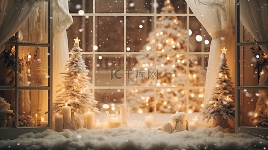 窗户圣诞节背景图片_圣诞节装饰美丽窗户19