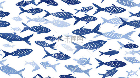 蓝色和白色的鱼图案17