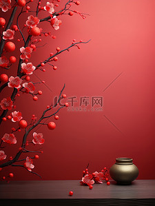 中国传统花朵背景图片_中国传统的红色节日背景5