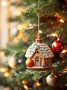 艺术节日背景图片_圣诞树上的圣诞装饰18