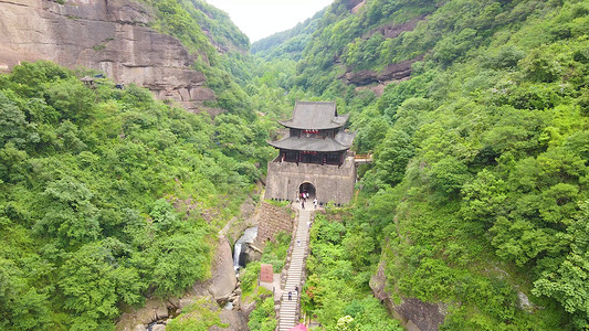 名胜风景摄影照片_航拍剑门关5A景区自然风景