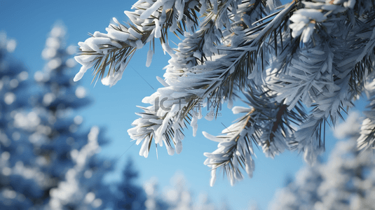 冬季下雪的松树植物背景2