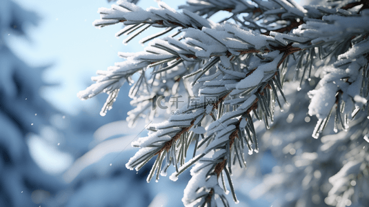 冬季下雪背景图片_冬季下雪的松树植物背景13