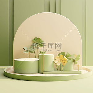 双十一展台立体简约清新c4d背景