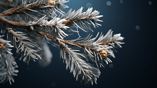 冬季植物树枝背景图片_冬季下雪的松树植物背景1