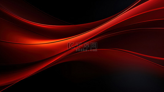 流动线条背景图片_带红线的抽象黑色背景18