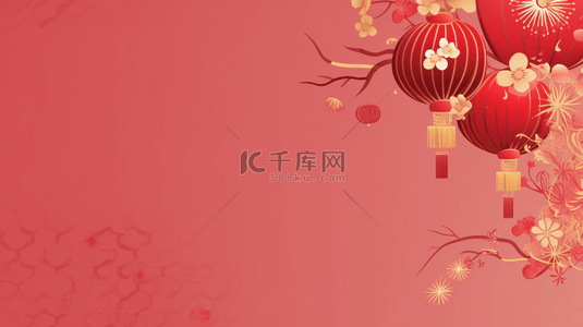 中花朵背景图片_红色传统春节灯笼装饰简约背景16