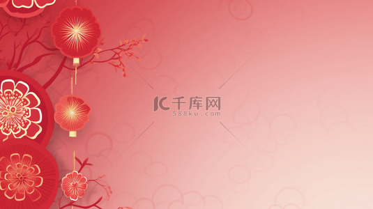 红色传统春节灯笼装饰简约背景8