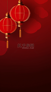 新年灯笼金色背景图片_简约红色龙年新年灯笼背景