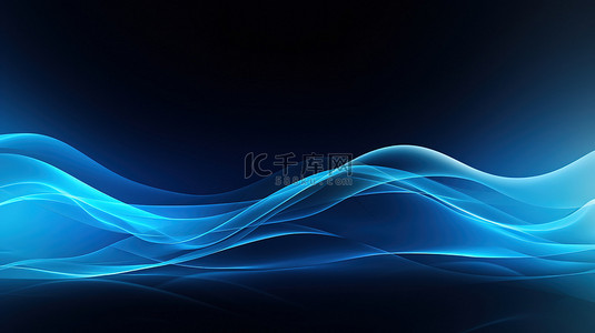 光滑的蓝色抽象流动线条16