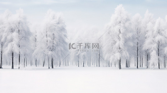 白雪覆盖的树木冬季景色1